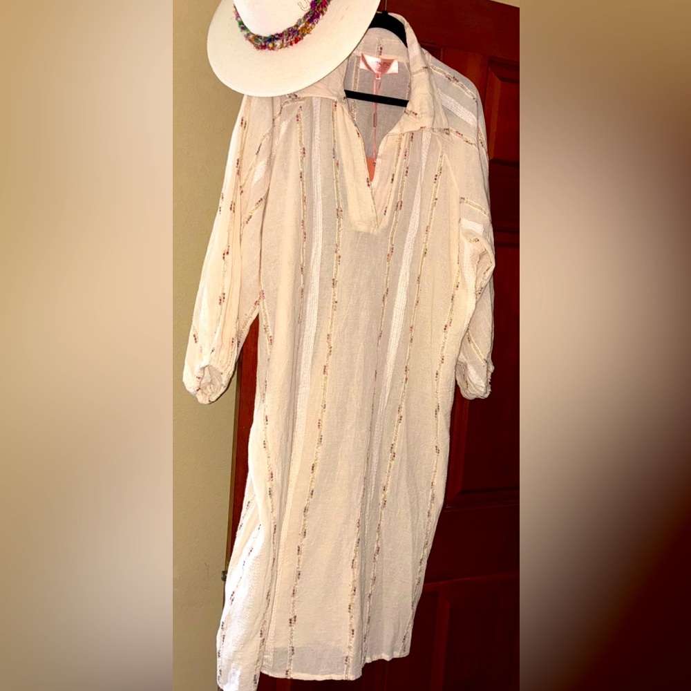 Scandal Italy White Dress colorful and metallic details. Dress up or casual Sexy